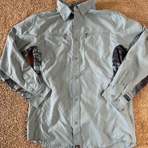 Legendary Whitetail Shirt Mens M Blue Camo Button Up Performance Hunting Fishing